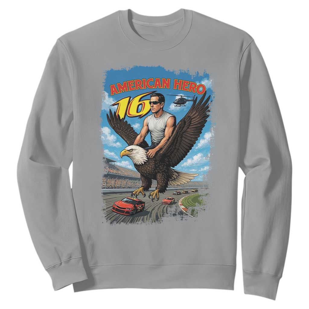 Patriotic Americanana Speed Legend 16 Tribute Sweatshirt American Hero Bald Eagle Speedway Memorial TS02 Sport Gray Print Your Wear