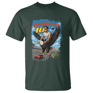 Patriotic Americanana Speed Legend 16 Tribute T Shirt American Hero Bald Eagle Speedway Memorial TS02 Dark Forest Green Print Your Wear