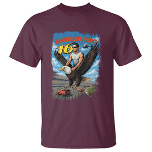 Patriotic Americanana Speed Legend 16 Tribute T Shirt American Hero Bald Eagle Speedway Memorial TS02 Maroon Print Your Wear
