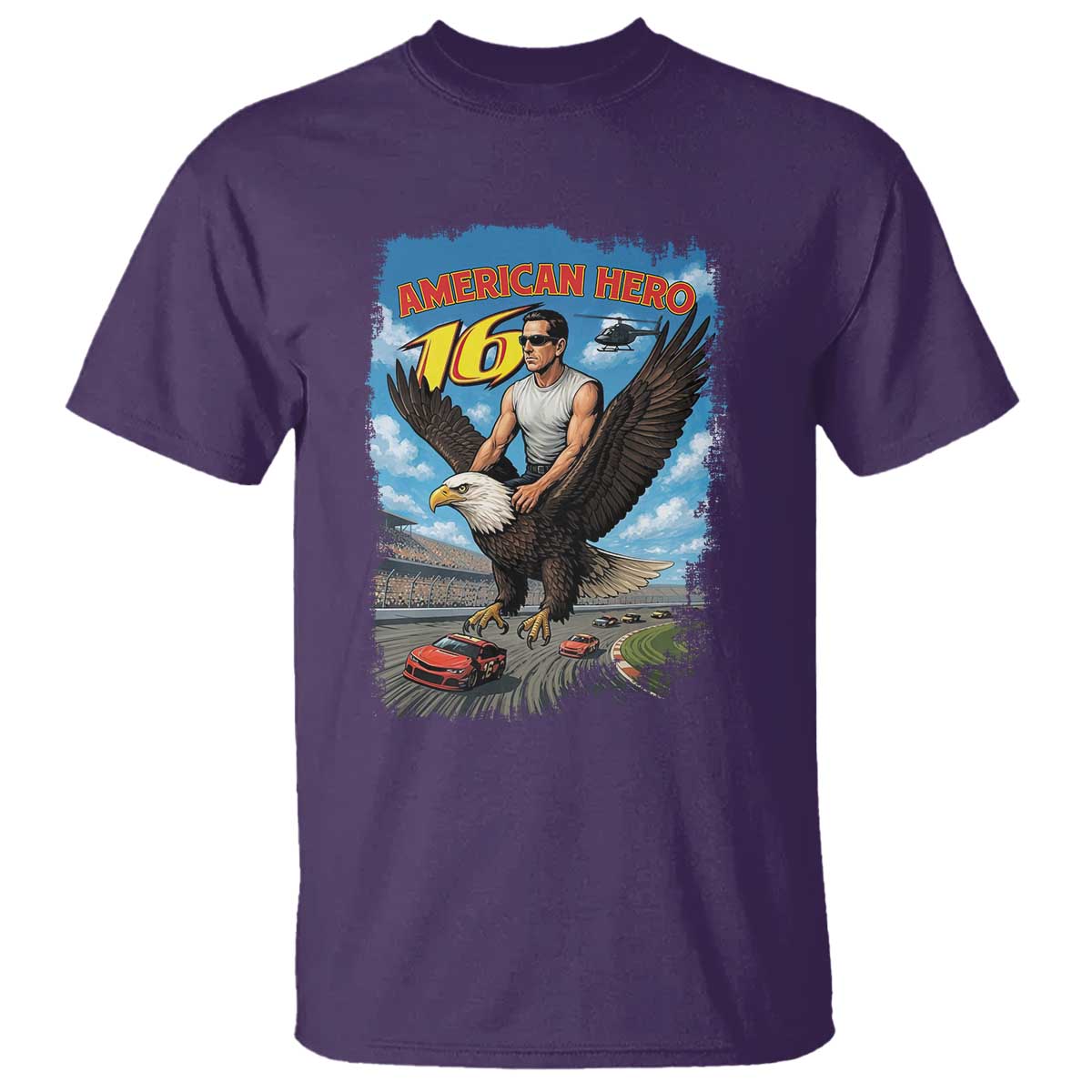 Patriotic Americanana Speed Legend 16 Tribute T Shirt American Hero Bald Eagle Speedway Memorial TS02 Purple Print Your Wear