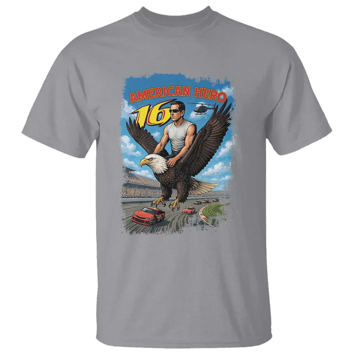 Patriotic Americanana Speed Legend 16 Tribute T Shirt American Hero Bald Eagle Speedway Memorial TS02 Sport Gray Print Your Wear