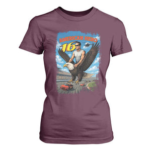 Patriotic Americanana Speed Legend 16 Tribute T Shirt For Women American Hero Bald Eagle Speedway Memorial TS02 Maroon Print Your Wear