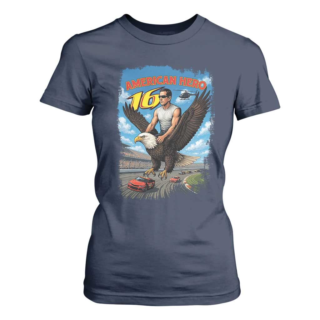 Patriotic Americanana Speed Legend 16 Tribute T Shirt For Women American Hero Bald Eagle Speedway Memorial TS02 Navy Print Your Wear