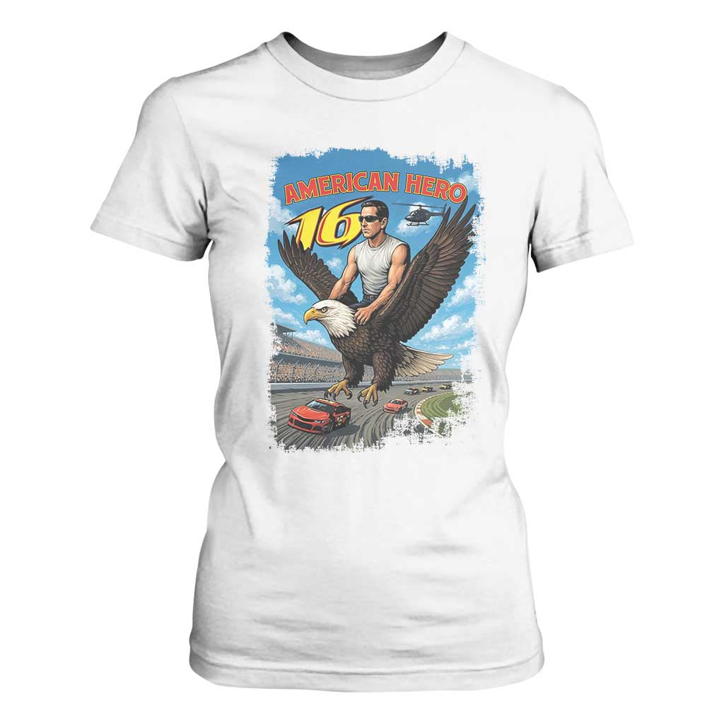 Patriotic Americanana Speed Legend 16 Tribute T Shirt For Women American Hero Bald Eagle Speedway Memorial TS02 White Print Your Wear