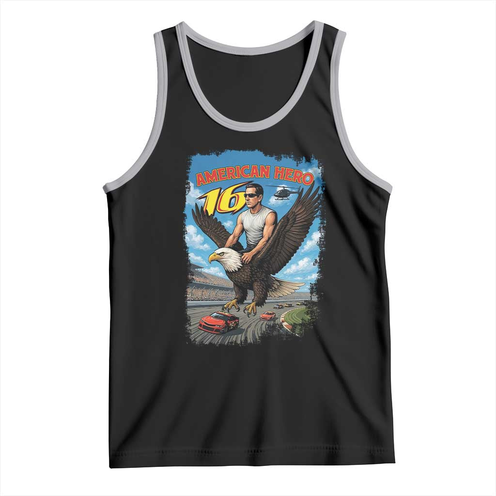 Patriotic Americanana Speed Legend 16 Tribute Tank Top American Hero Bald Eagle Speedway Memorial TS02 Black Athletic Heather Print Your Wear