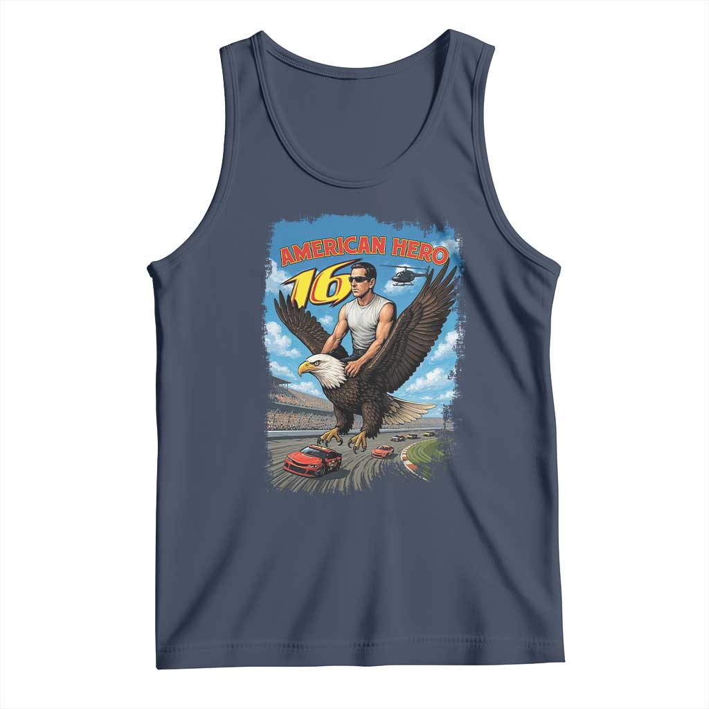Patriotic Americanana Speed Legend 16 Tribute Tank Top American Hero Bald Eagle Speedway Memorial TS02 Navy Print Your Wear