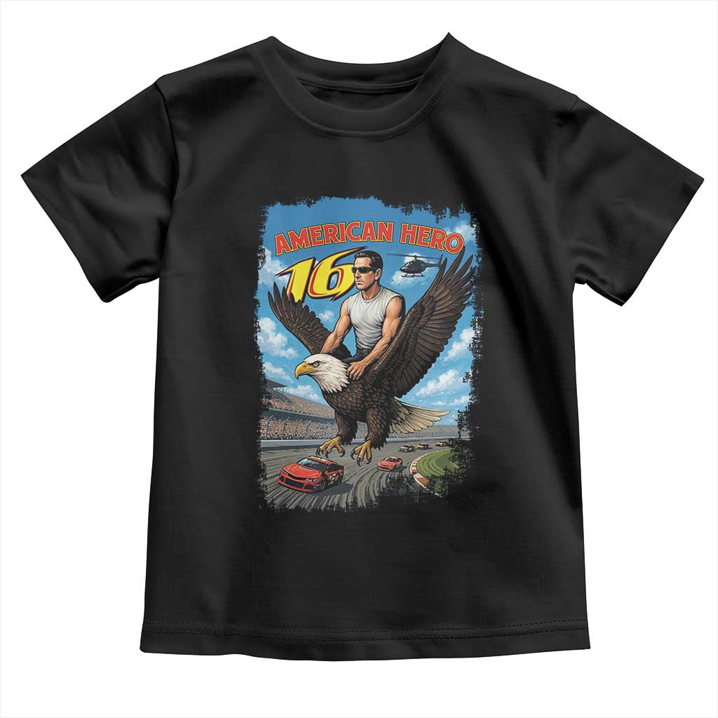 Patriotic Americanana Speed Legend 16 Tribute Toddler T Shirt American Hero Bald Eagle Speedway Memorial TS02 Black Print Your Wear