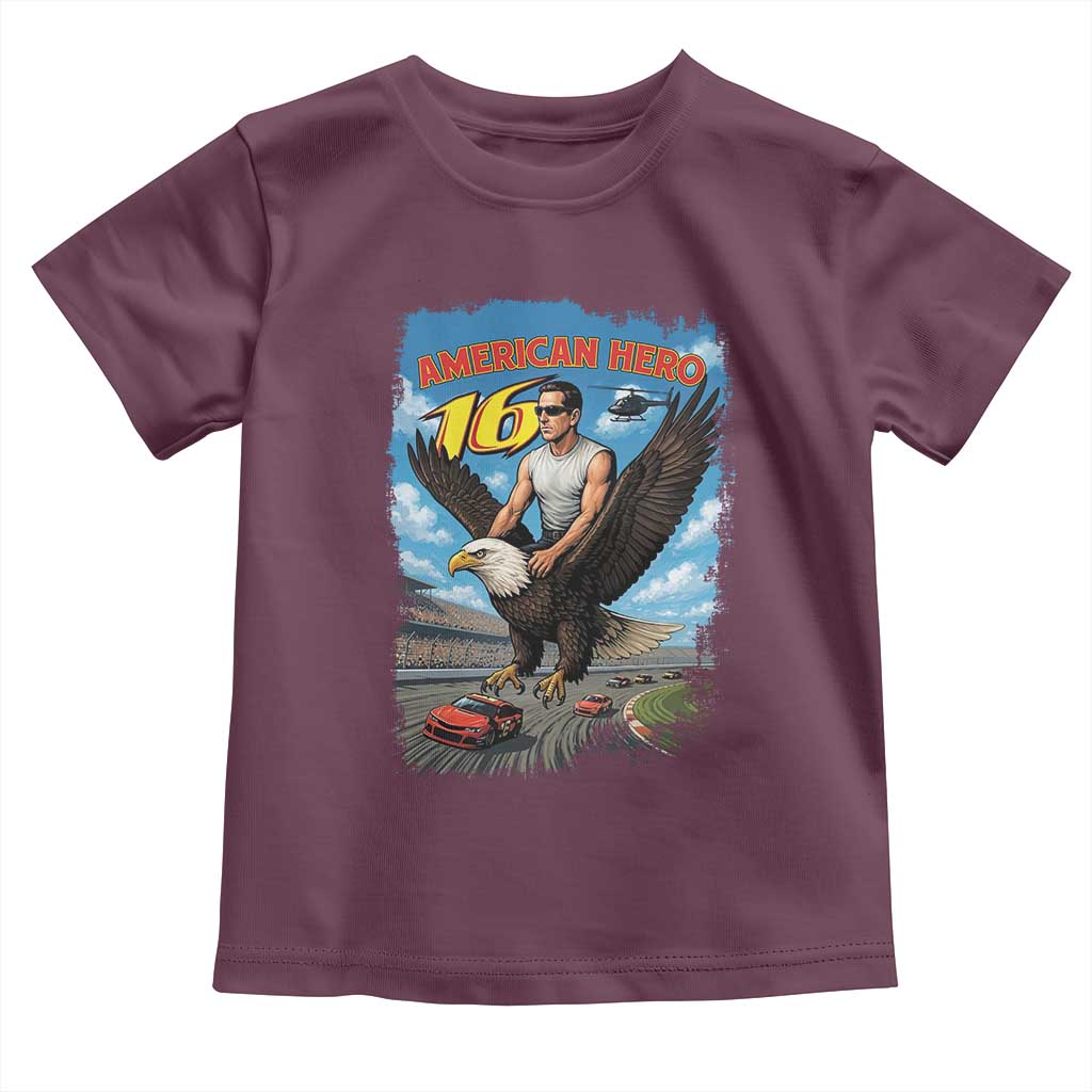 Patriotic Americanana Speed Legend 16 Tribute Toddler T Shirt American Hero Bald Eagle Speedway Memorial TS02 Maroon Print Your Wear