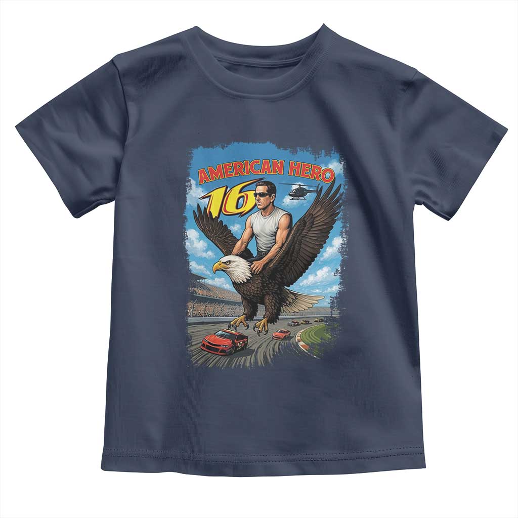 Patriotic Americanana Speed Legend 16 Tribute Toddler T Shirt American Hero Bald Eagle Speedway Memorial TS02 Navy Print Your Wear