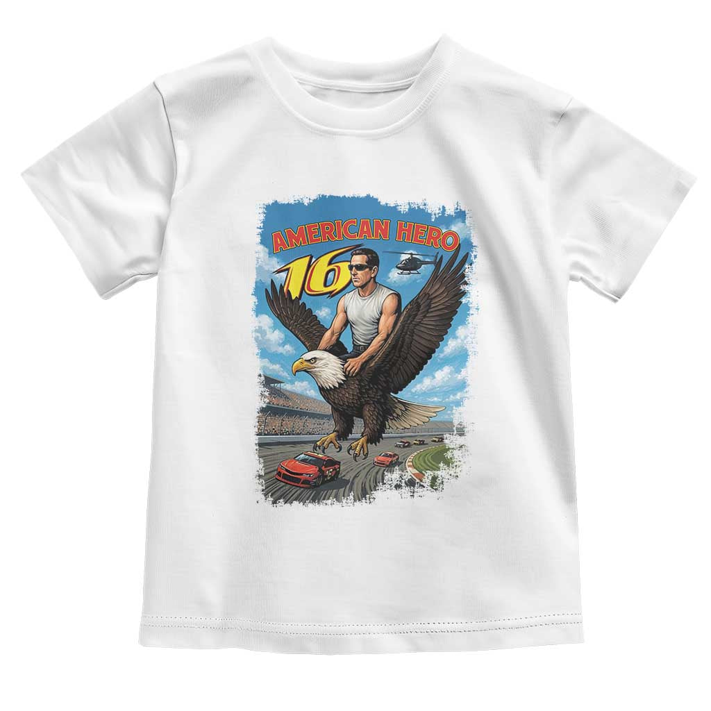Patriotic Americanana Speed Legend 16 Tribute Toddler T Shirt American Hero Bald Eagle Speedway Memorial TS02 White Print Your Wear