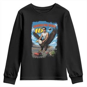 Patriotic Americanana Speed Legend 16 Tribute Youth Sweatshirt American Hero Bald Eagle Speedway Memorial TS02 Black Print Your Wear