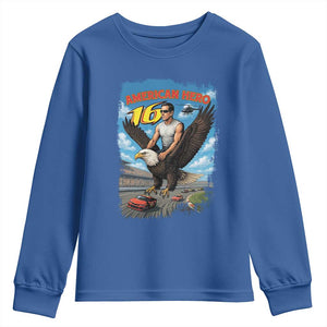 Patriotic Americanana Speed Legend 16 Tribute Youth Sweatshirt American Hero Bald Eagle Speedway Memorial TS02 Royal Blue Print Your Wear