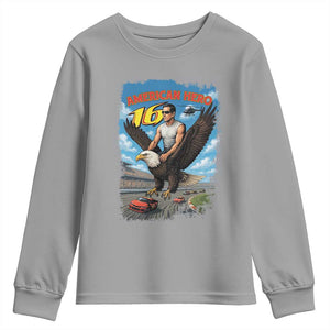 Patriotic Americanana Speed Legend 16 Tribute Youth Sweatshirt American Hero Bald Eagle Speedway Memorial TS02 Sport Gray Print Your Wear