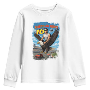 Patriotic Americanana Speed Legend 16 Tribute Youth Sweatshirt American Hero Bald Eagle Speedway Memorial TS02 White Print Your Wear