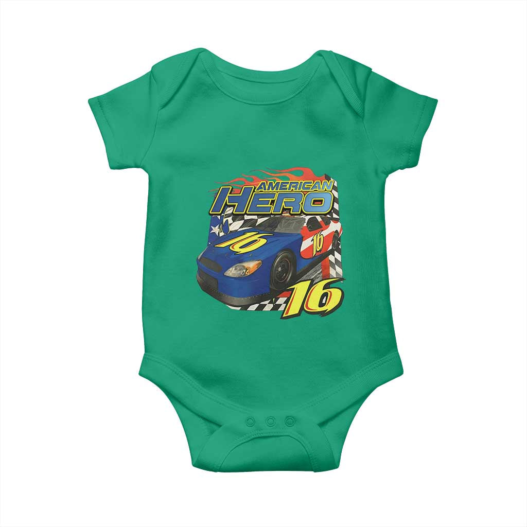 Vintage Americana Speed Legend 16 Tribute Baby Onesie American Hero #16 Stock Car Memorial - Print Your Wear