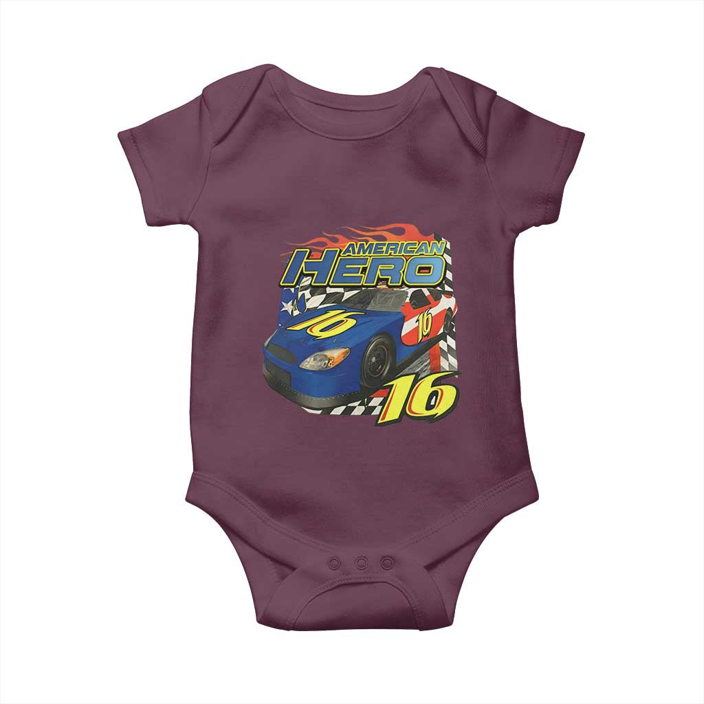 Vintage Americana Speed Legend 16 Tribute Baby Onesie American Hero #16 Stock Car Memorial - Print Your Wear