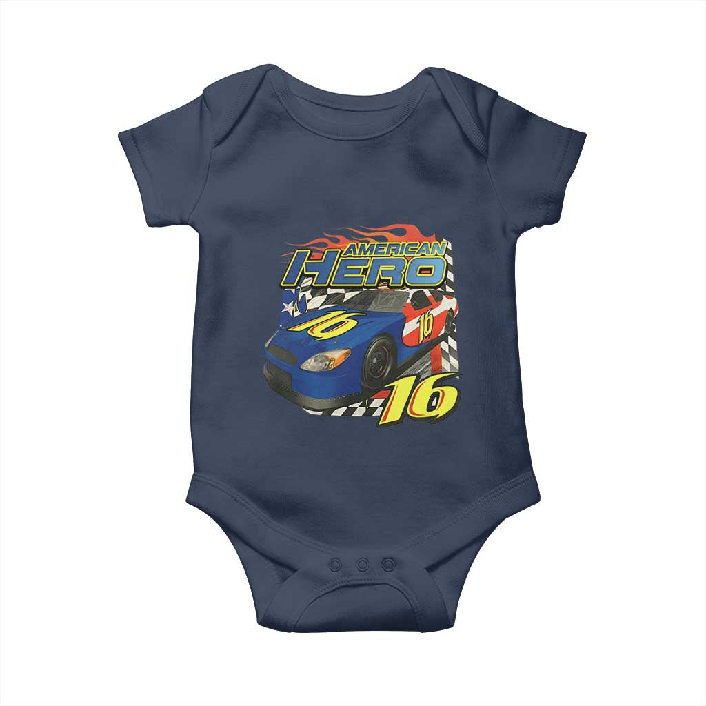 Vintage Americana Speed Legend 16 Tribute Baby Onesie American Hero #16 Stock Car Memorial - Print Your Wear