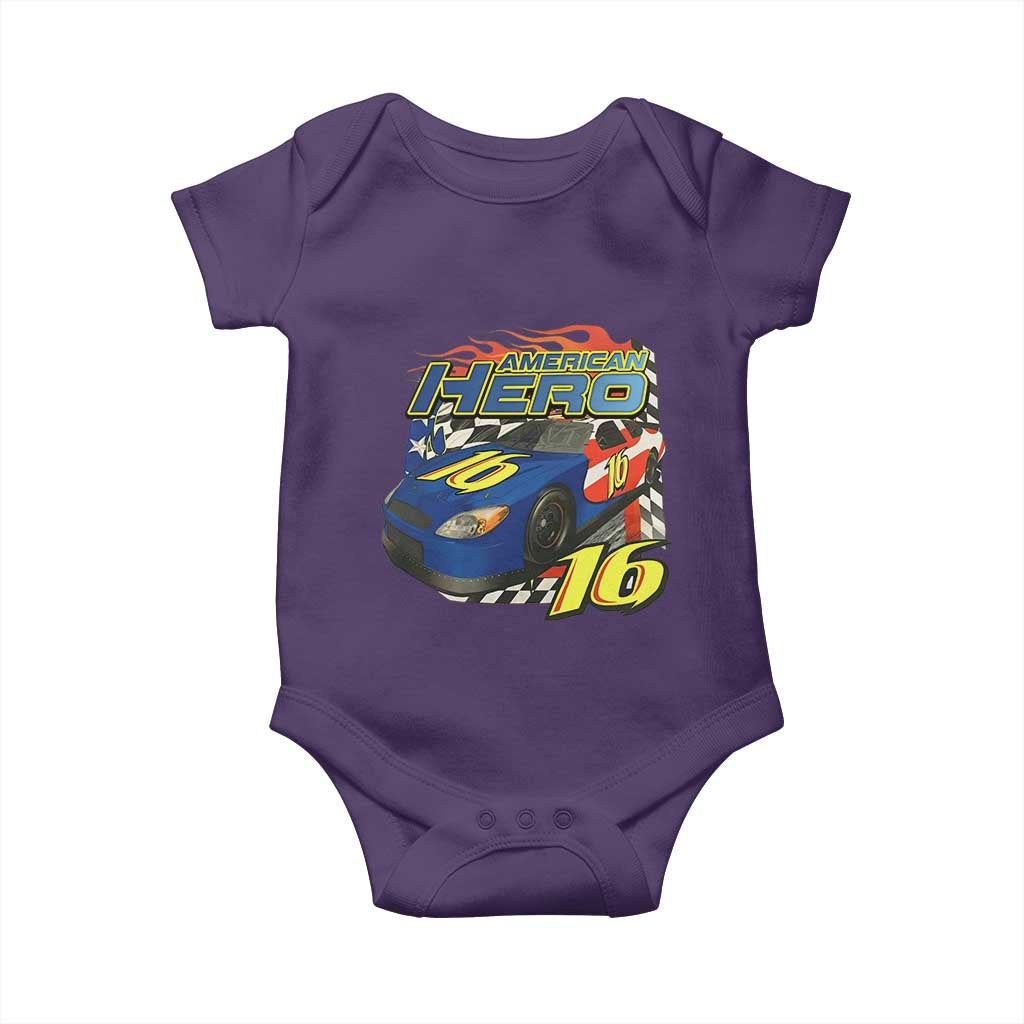 Vintage Americana Speed Legend 16 Tribute Baby Onesie American Hero #16 Stock Car Memorial - Print Your Wear