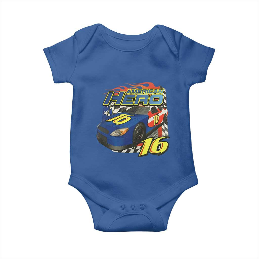 Vintage Americana Speed Legend 16 Tribute Baby Onesie American Hero #16 Stock Car Memorial - Print Your Wear