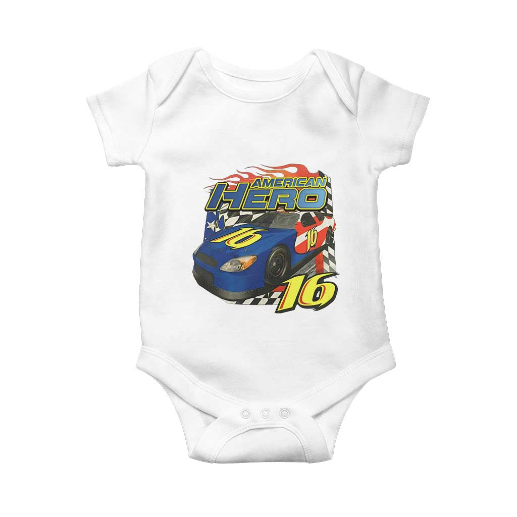 Vintage Americana Speed Legend 16 Tribute Baby Onesie American Hero #16 Stock Car Memorial - Print Your Wear