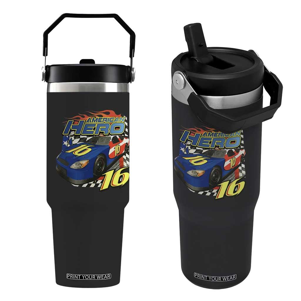 Vintage Americana Speed Legend 16 Tribute Flip Straw Tumbler American Hero #16 Stock Car Memorial - Print Your Wear