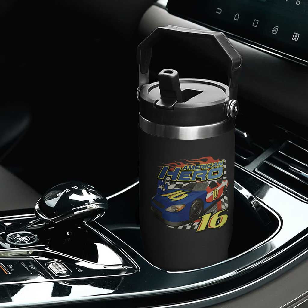 Vintage Americana Speed Legend 16 Tribute Flip Straw Tumbler American Hero #16 Stock Car Memorial - Print Your Wear