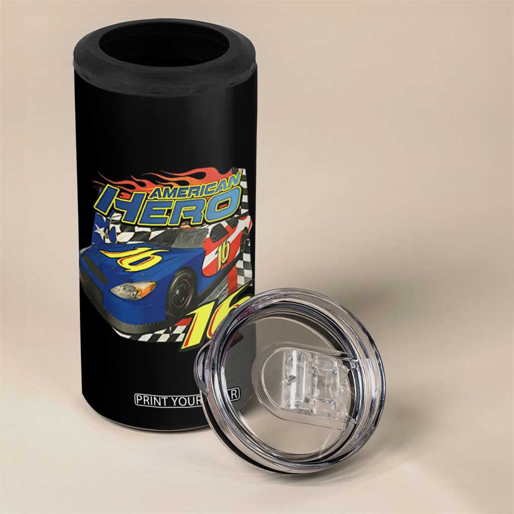 Vintage Americana Speed Legend 16 Tribute 4 in 1 Can Cooler Tumbler American Hero #16 Stock Car Memorial - Print Your Wear
