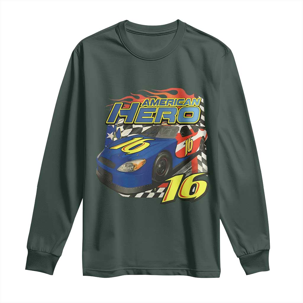 Vintage Americana Speed Legend 16 Tribute Long Sleeve Shirt American Hero #16 Stock Car Memorial - Print Your Wear