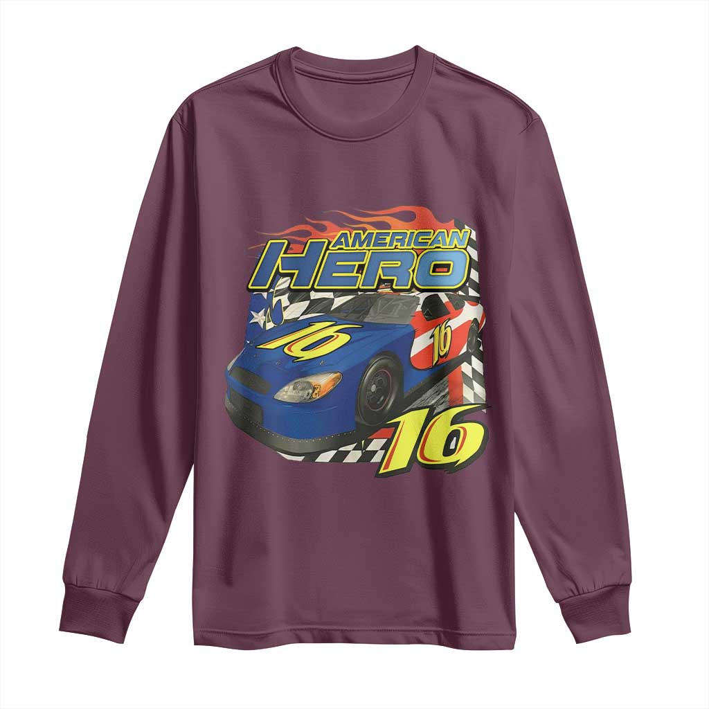 Vintage Americana Speed Legend 16 Tribute Long Sleeve Shirt American Hero #16 Stock Car Memorial - Print Your Wear