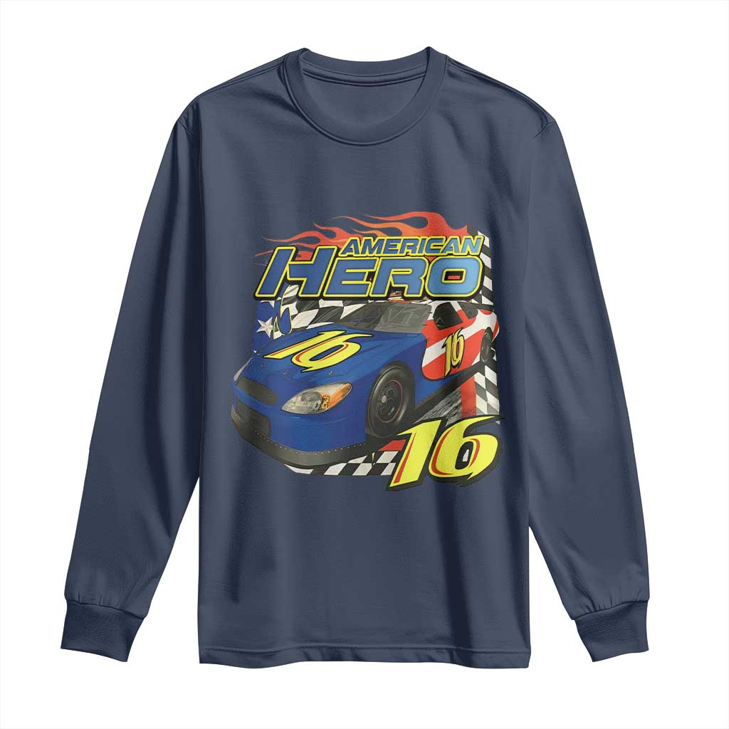 Vintage Americana Speed Legend 16 Tribute Long Sleeve Shirt American Hero #16 Stock Car Memorial - Print Your Wear