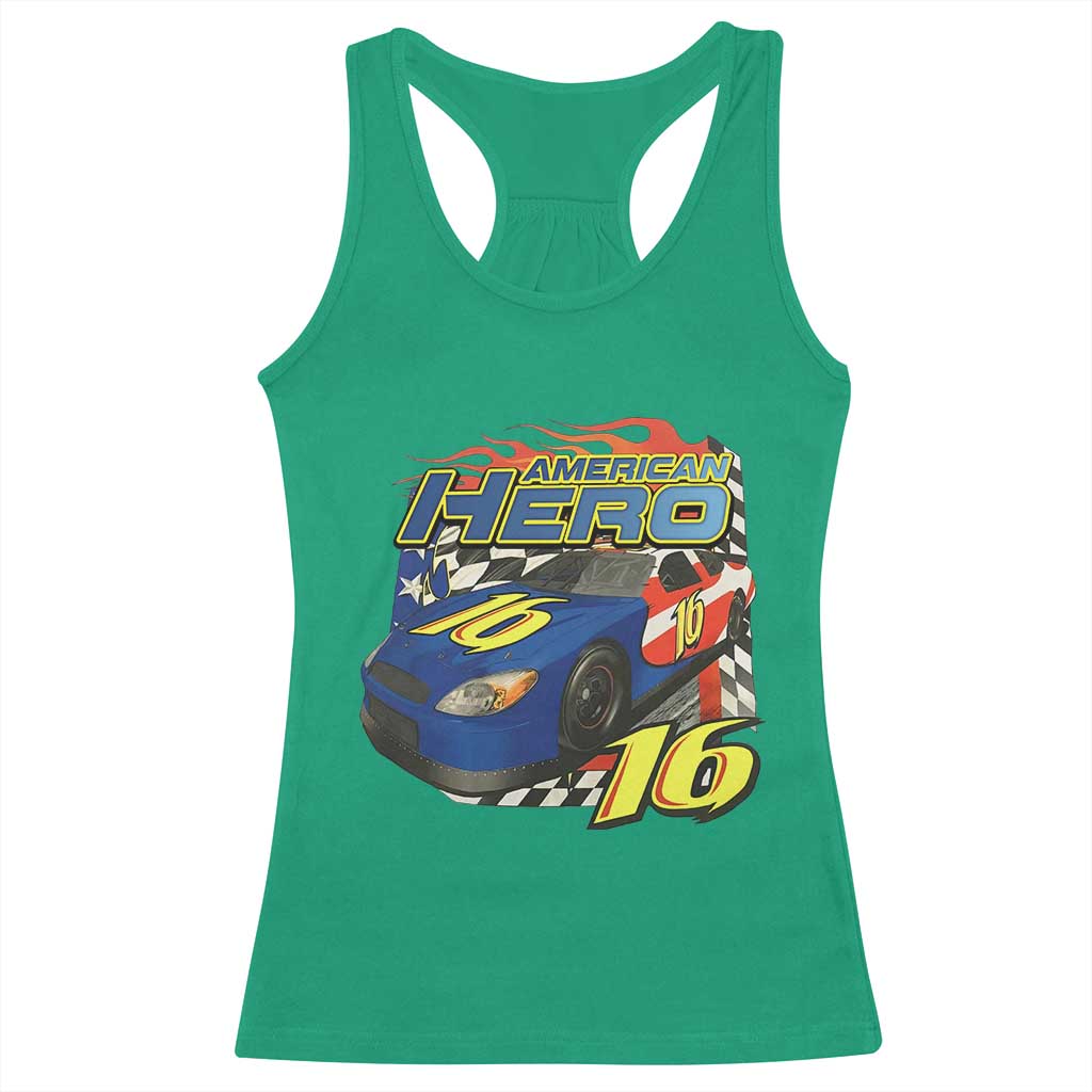 Vintage Americana Speed Legend 16 Tribute Racerback Tank Top American Hero #16 Stock Car Memorial - Print Your Wear