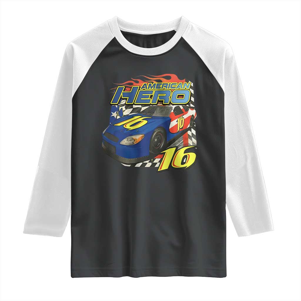 Vintage Americana Speed Legend 16 Tribute Raglan Shirt American Hero #16 Stock Car Memorial - Print Your Wear