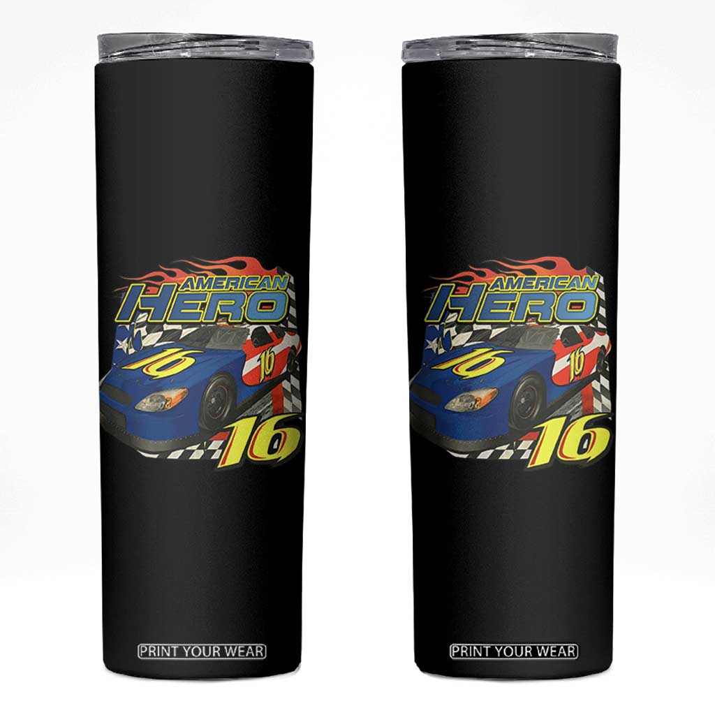 Vintage Americana Speed Legend 16 Tribute Skinny Tumbler American Hero #16 Stock Car Memorial - Print Your Wear