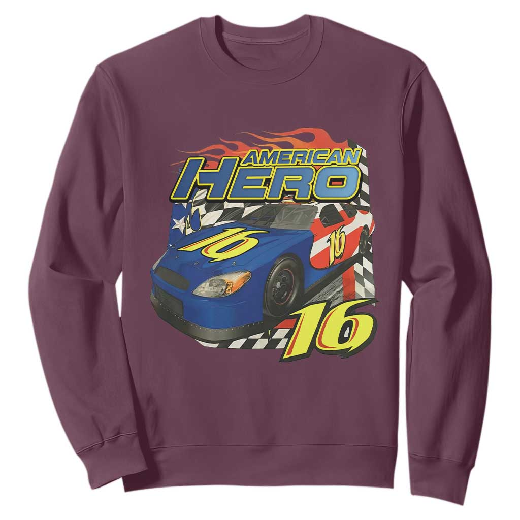 Vintage Americana Speed Legend 16 Tribute Sweatshirt American Hero #16 Stock Car Memorial - Print Your Wear