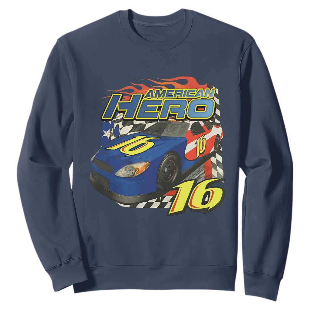 Vintage Americana Speed Legend 16 Tribute Sweatshirt American Hero #16 Stock Car Memorial - Print Your Wear