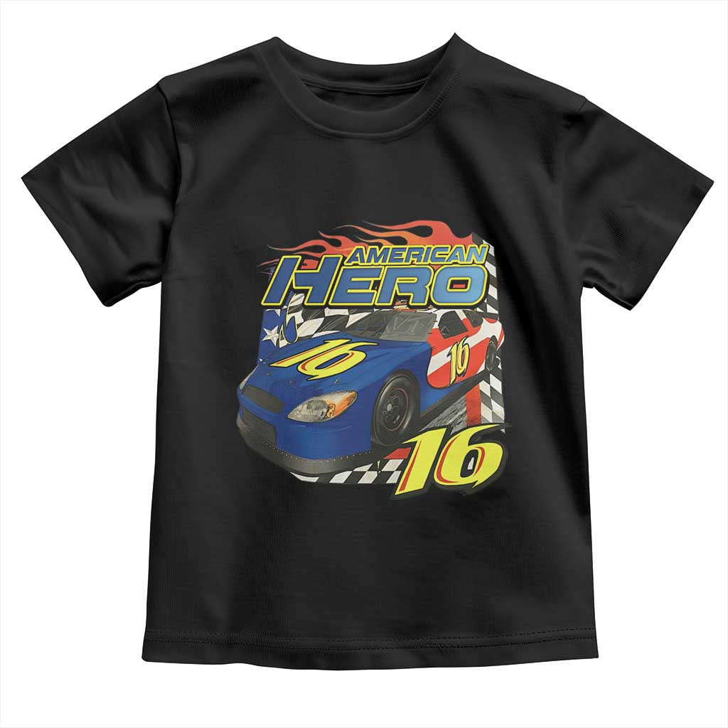 Vintage Americana Speed Legend 16 Tribute Toddler T Shirt American Hero #16 Stock Car Memorial - Print Your Wear
