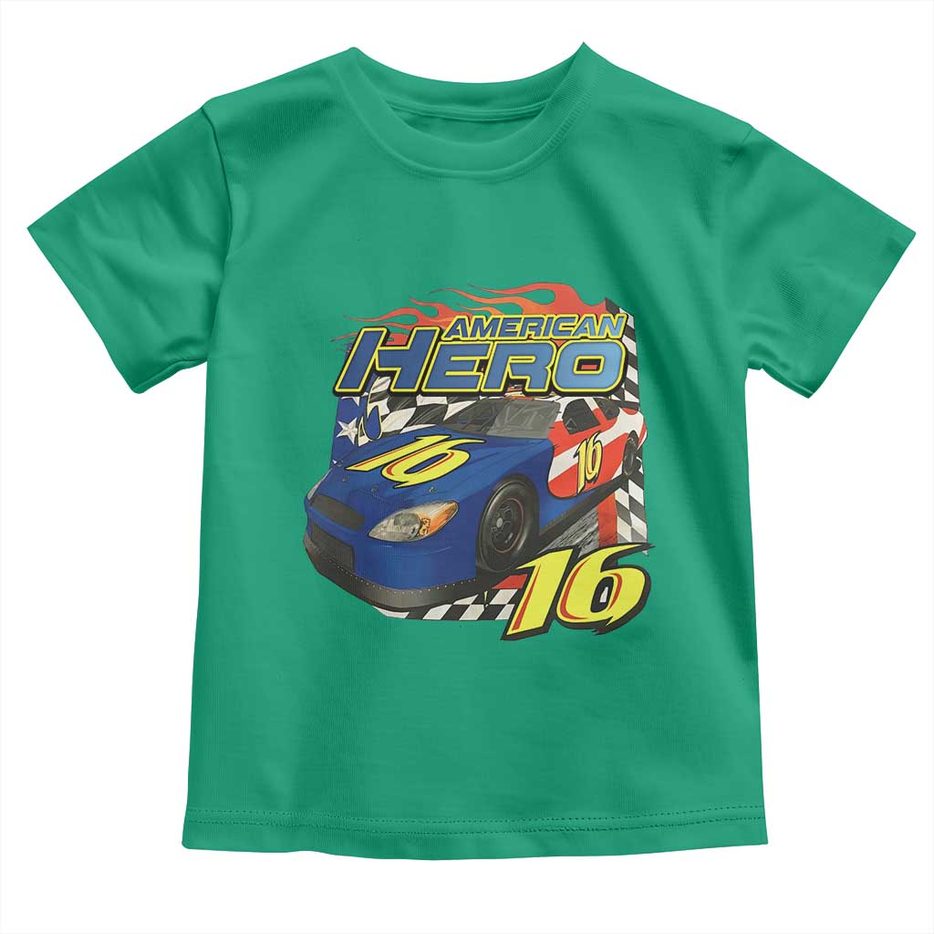 Vintage Americana Speed Legend 16 Tribute Toddler T Shirt American Hero #16 Stock Car Memorial - Print Your Wear