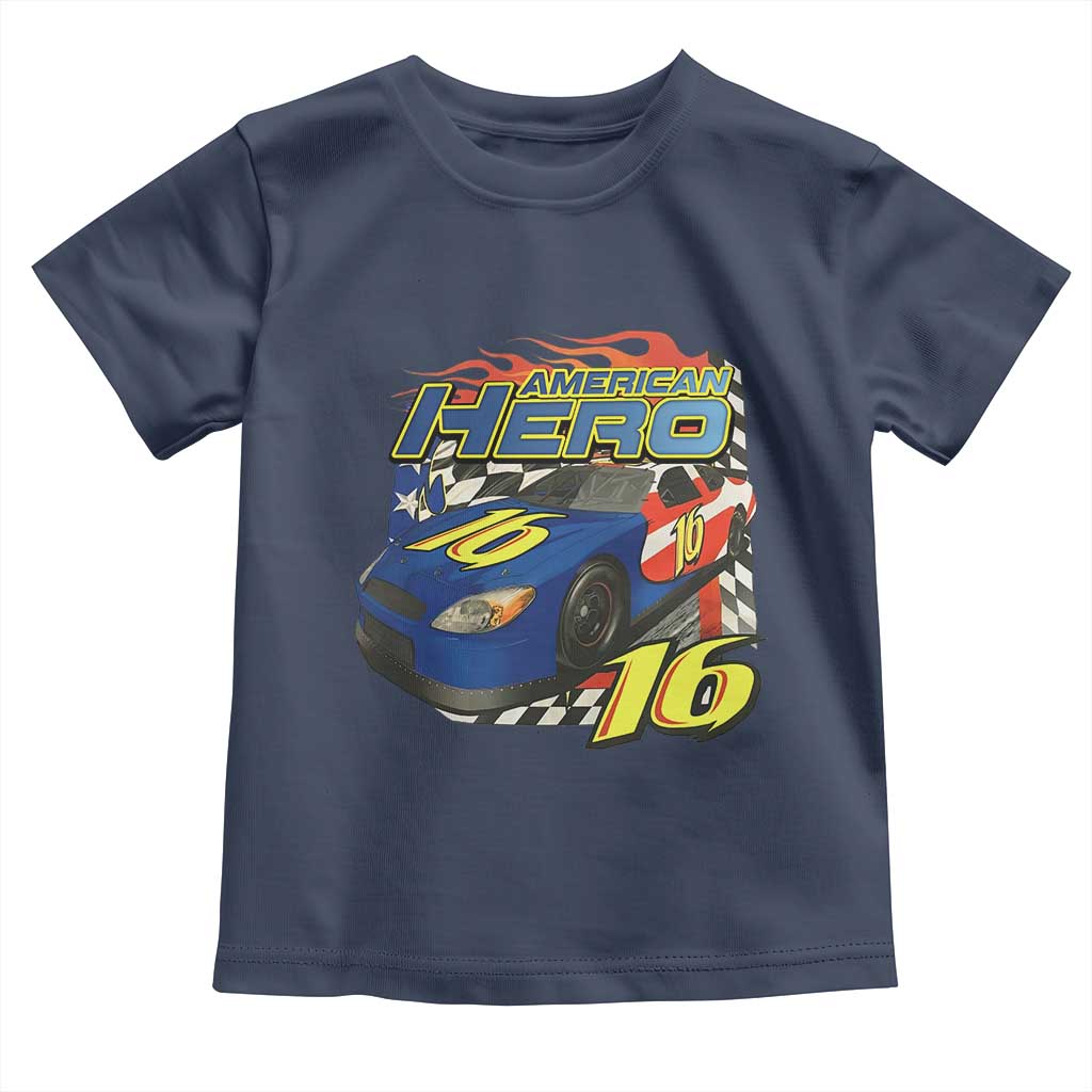 Vintage Americana Speed Legend 16 Tribute Toddler T Shirt American Hero #16 Stock Car Memorial - Print Your Wear