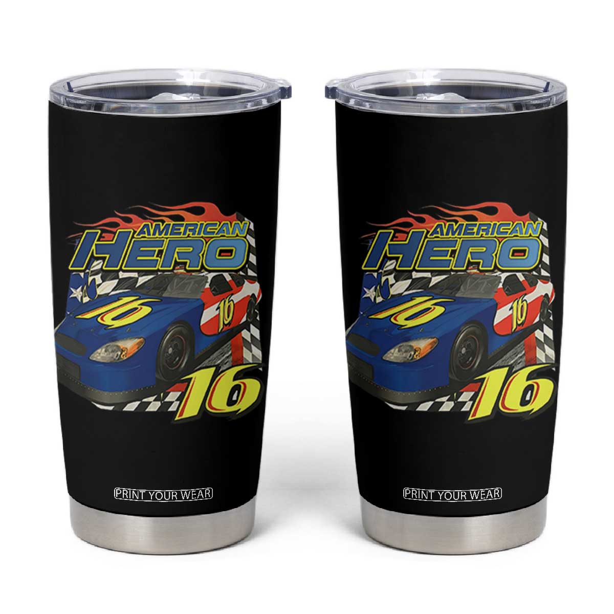 Vintage Americana Speed Legend 16 Tribute Tumbler Cup American Hero #16 Stock Car Memorial - Print Your Wear