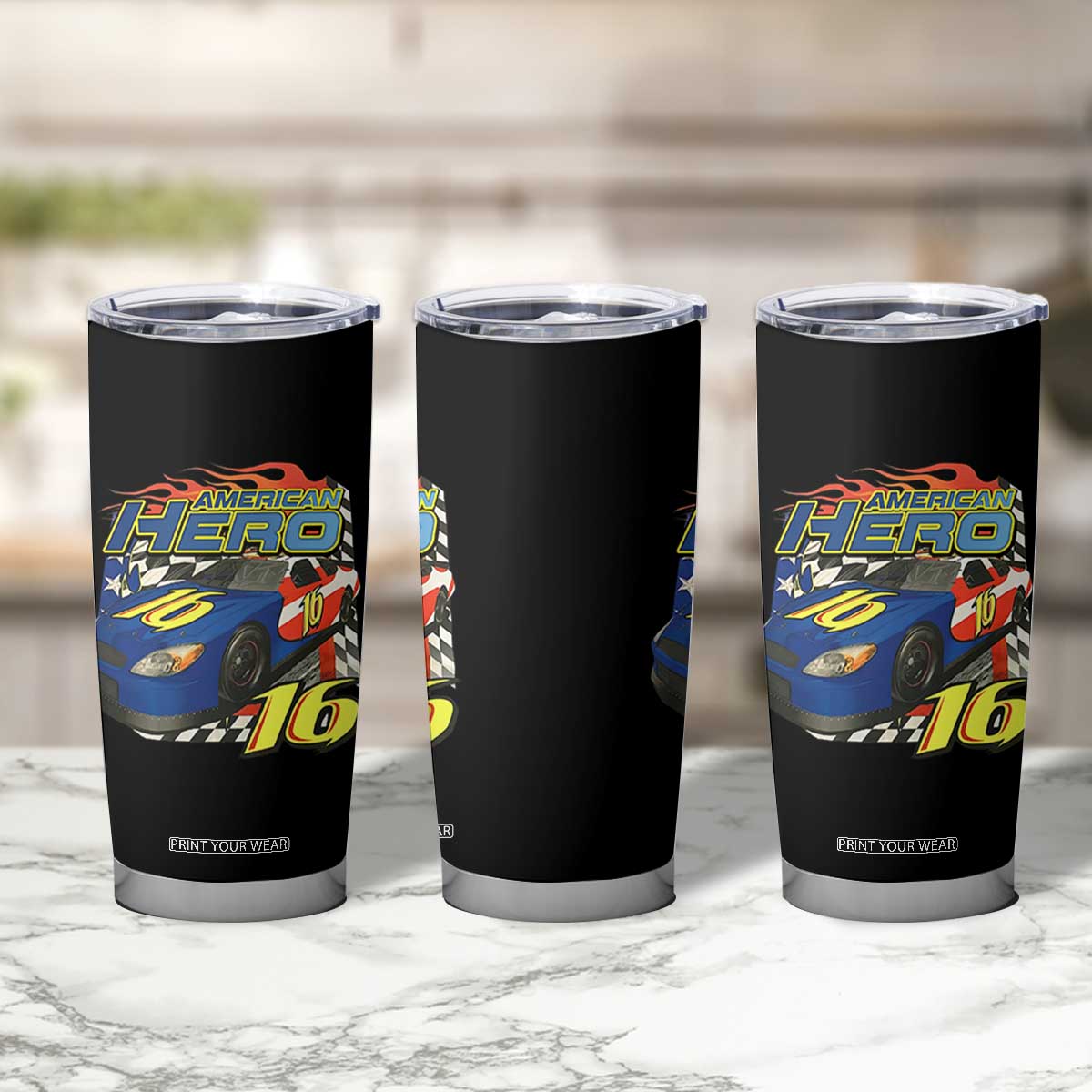 Vintage Americana Speed Legend 16 Tribute Tumbler Cup American Hero #16 Stock Car Memorial - Print Your Wear