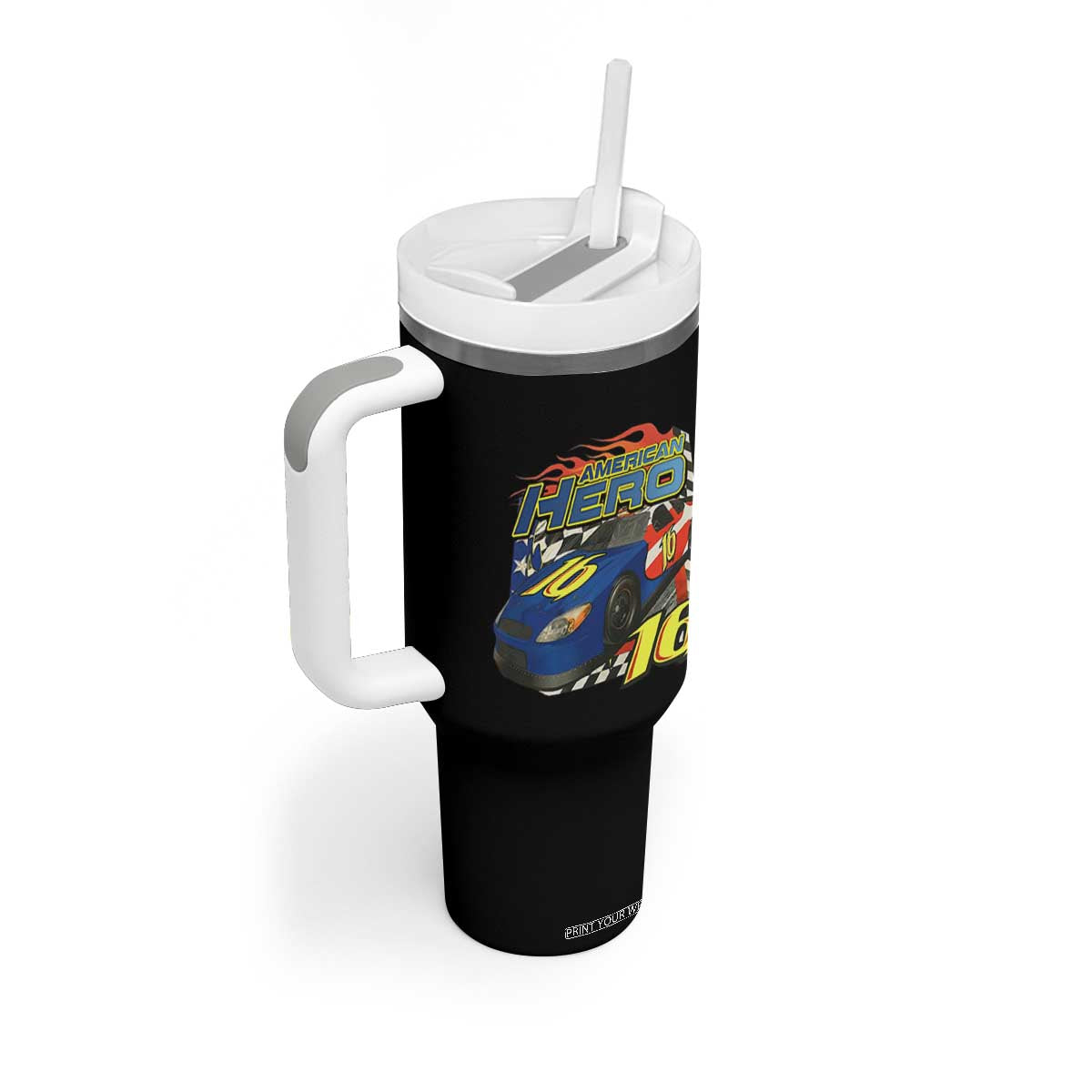 Vintage Americana Speed Legend 16 Tribute Tumbler With Handle American Hero #16 Stock Car Memorial - Print Your Wear