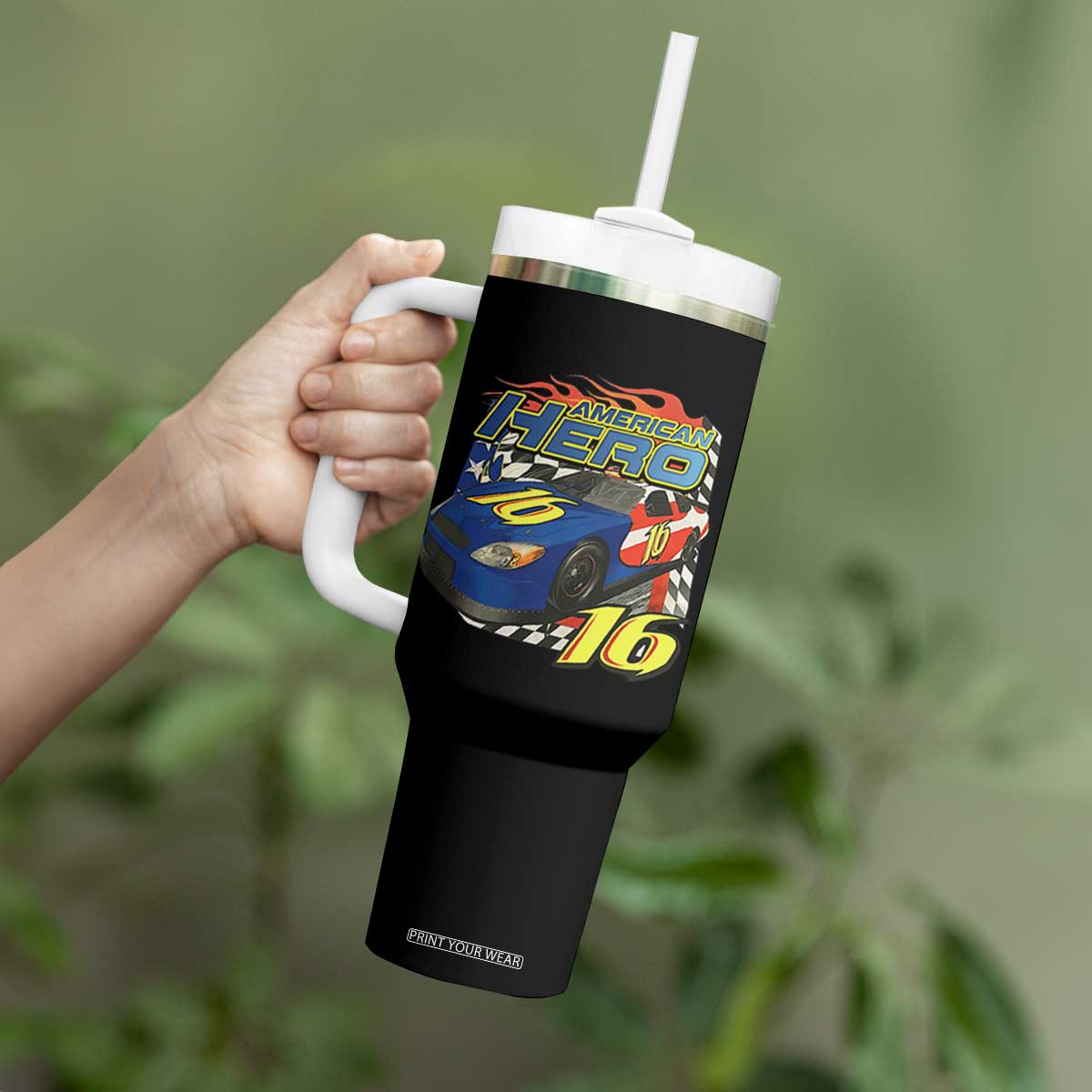 Vintage Americana Speed Legend 16 Tribute Tumbler With Handle American Hero #16 Stock Car Memorial - Print Your Wear