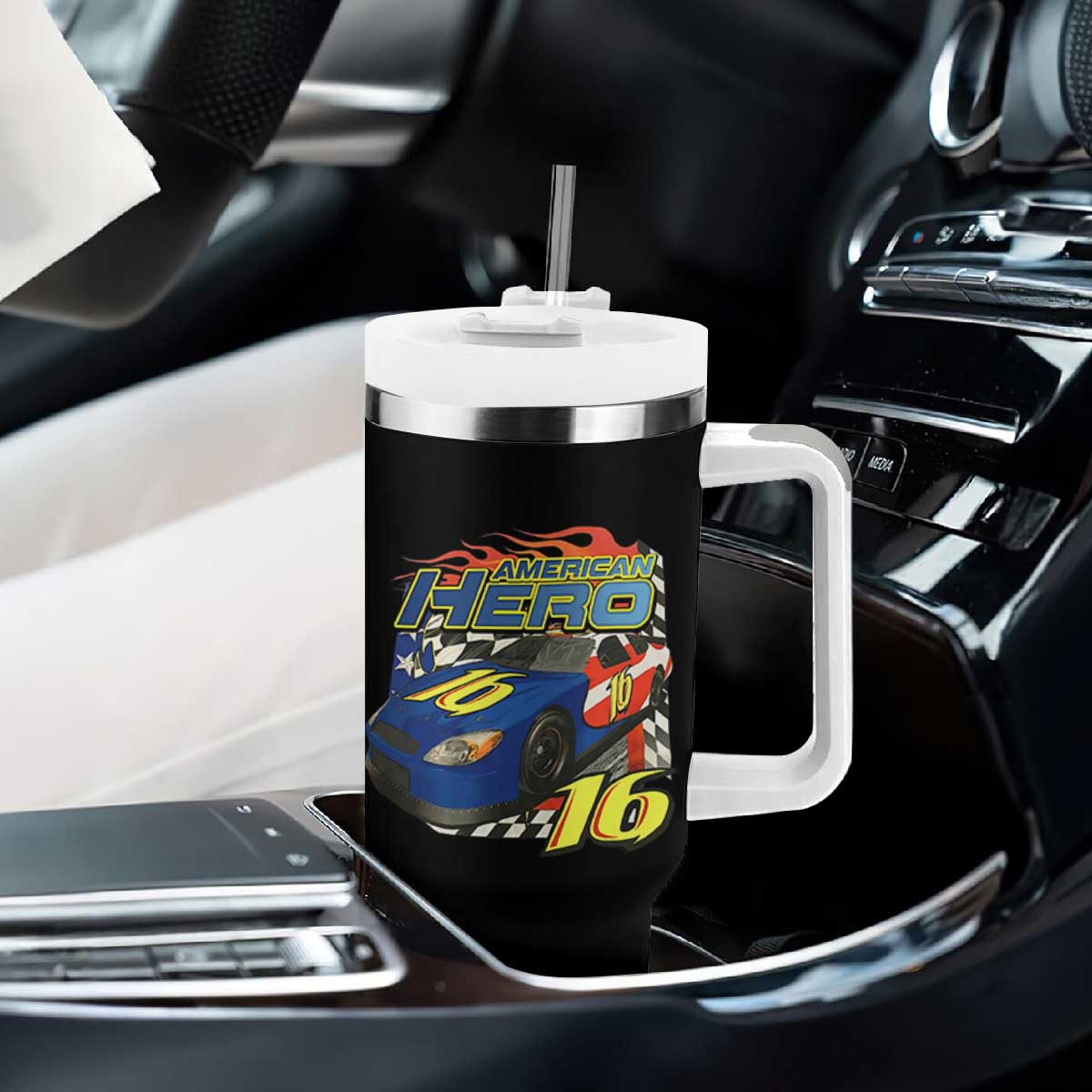 Vintage Americana Speed Legend 16 Tribute Tumbler With Handle American Hero #16 Stock Car Memorial - Print Your Wear