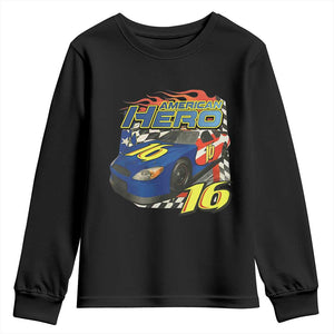 Vintage Americana Speed Legend 16 Tribute Youth Sweatshirt American Hero #16 Stock Car Memorial - Print Your Wear