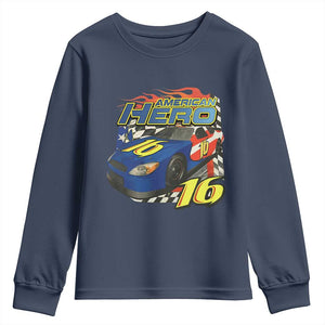 Vintage Americana Speed Legend 16 Tribute Youth Sweatshirt American Hero #16 Stock Car Memorial - Print Your Wear