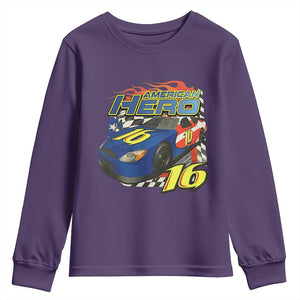 Vintage Americana Speed Legend 16 Tribute Youth Sweatshirt American Hero #16 Stock Car Memorial - Print Your Wear