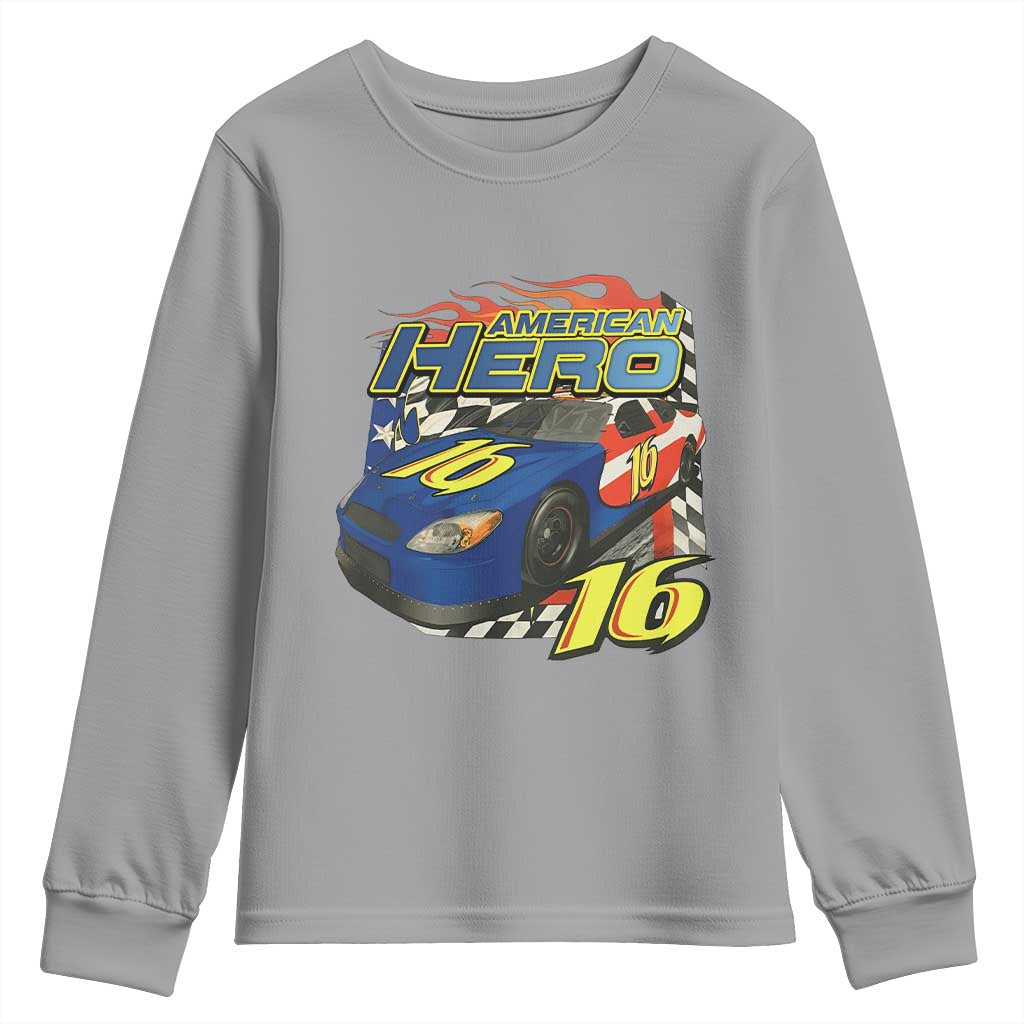 Vintage Americana Speed Legend 16 Tribute Youth Sweatshirt American Hero #16 Stock Car Memorial - Print Your Wear