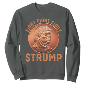 Trump Bitcoin 2025 Sweatshirt 47th President Coin Cryptocurrency TS02 Dark Heather Print Your Wear