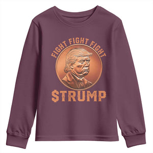 Trump Bitcoin 2025 Youth Sweatshirt 47th President Coin Cryptocurrency TS02 Maroon Print Your Wear