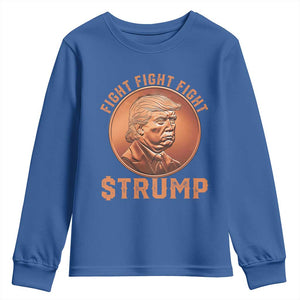 Trump Bitcoin 2025 Youth Sweatshirt 47th President Coin Cryptocurrency TS02 Royal Blue Print Your Wear
